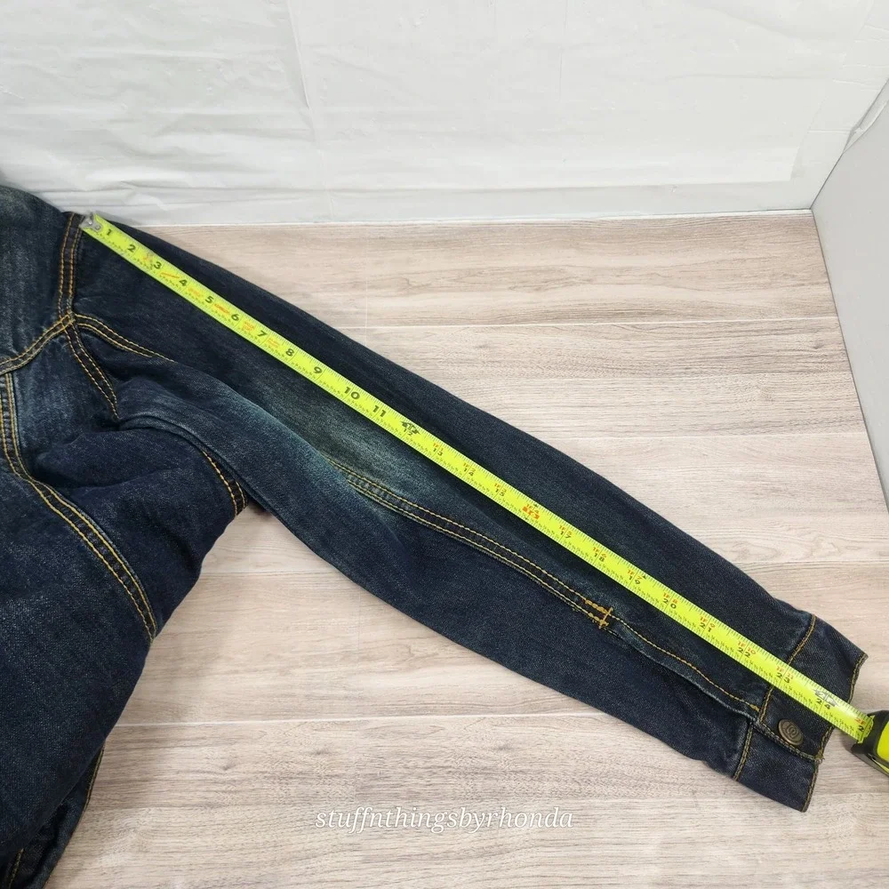 Brush Creek Ranch Distressed Denim Jacket Youth SM Western‎ Coat Leather Collar